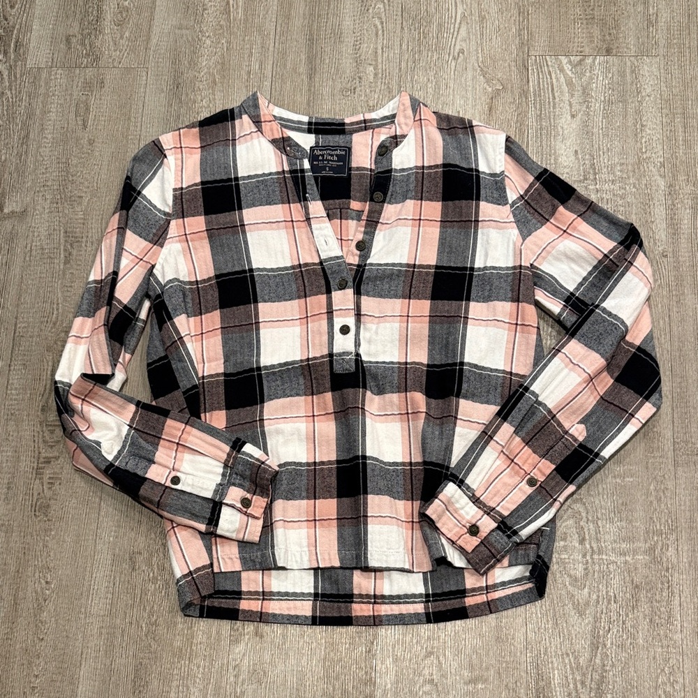 Abercrombie & Fitch Pink and Black Plaid Shirt